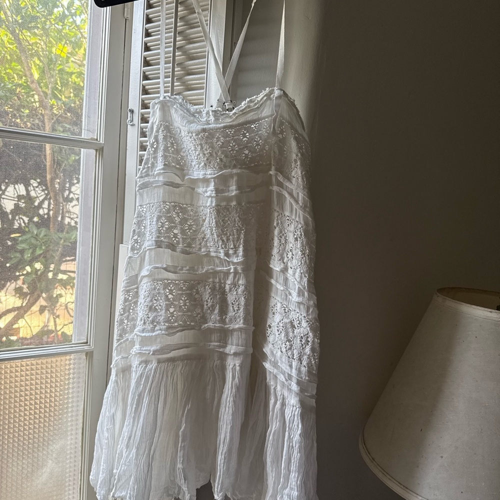 Free People White Lace Sleeveless Cotton Dress